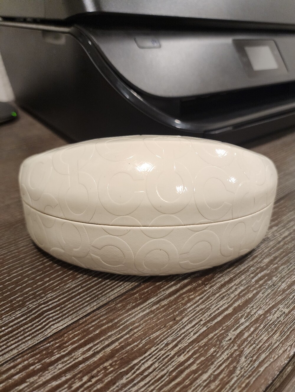 Coach Embossed Cream Sunglasses Case